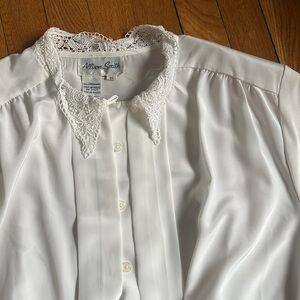 Elegant White Blouse with Lace Collar